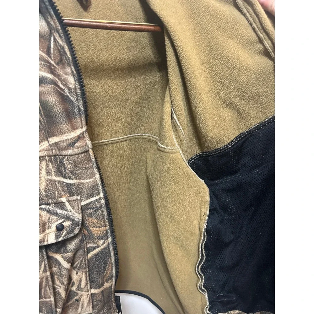Rivers West Fleece Hunting Jacket Camo Full Zip‎ Cargo Pockets Marsh Grass